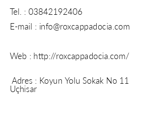 Rox Cappadocia iletiim bilgileri